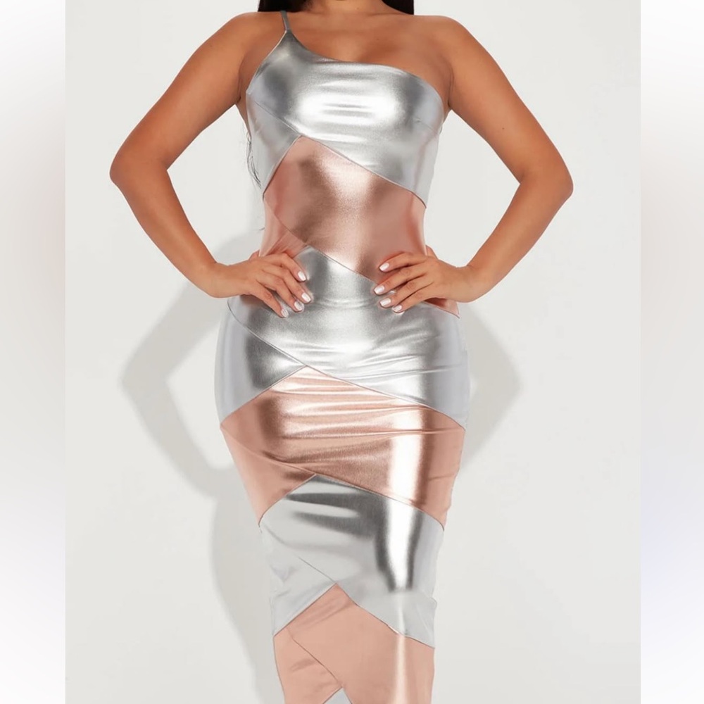 Metallic Silver and Rose Gold Women's Dress